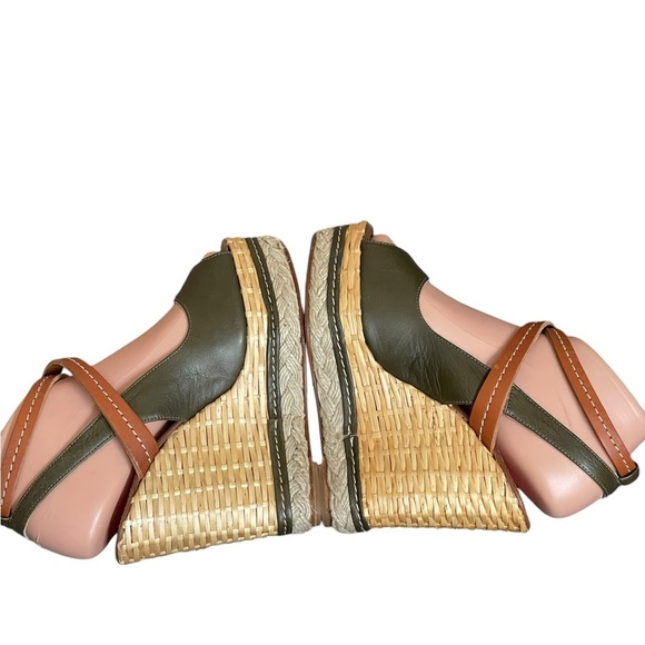 PALOMA BARCELO Platform
Leather Wicker Wedge Sandals
37 Olive/Brown Ankle Strap - Picture 7 of 16